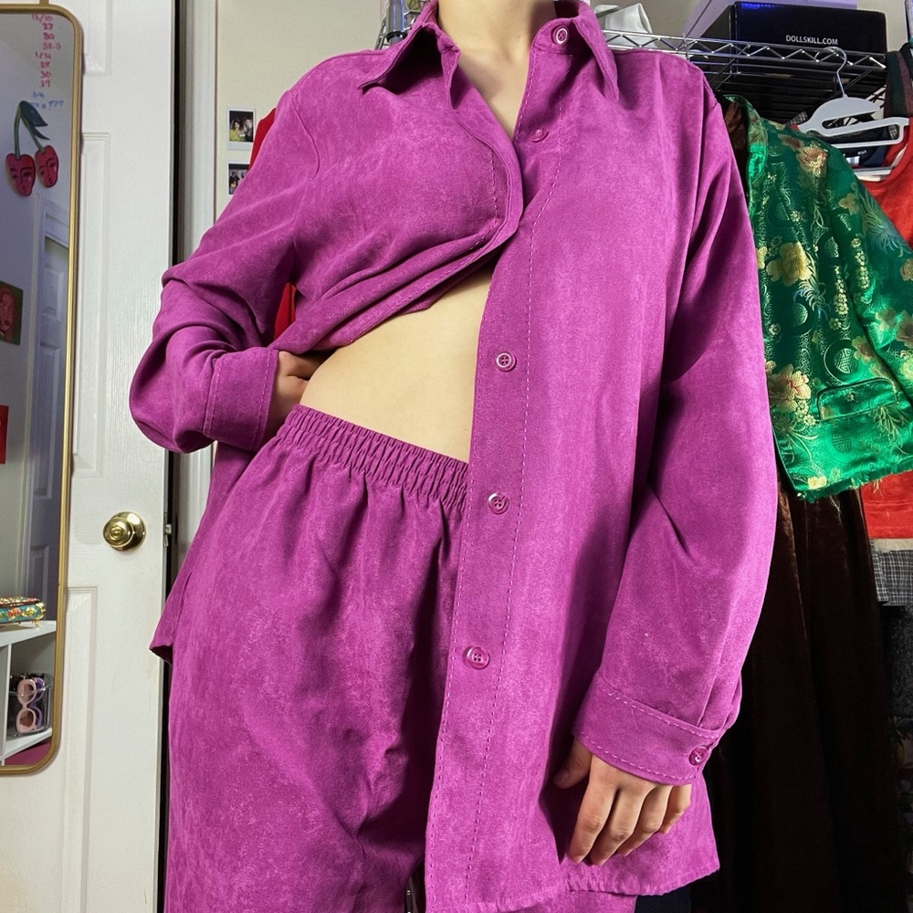 Suede magenta two piece